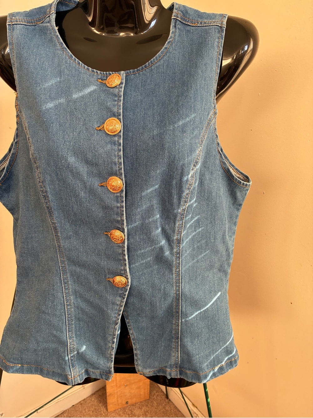 SHEIN Blue Denim Button-Front Women’s Vest